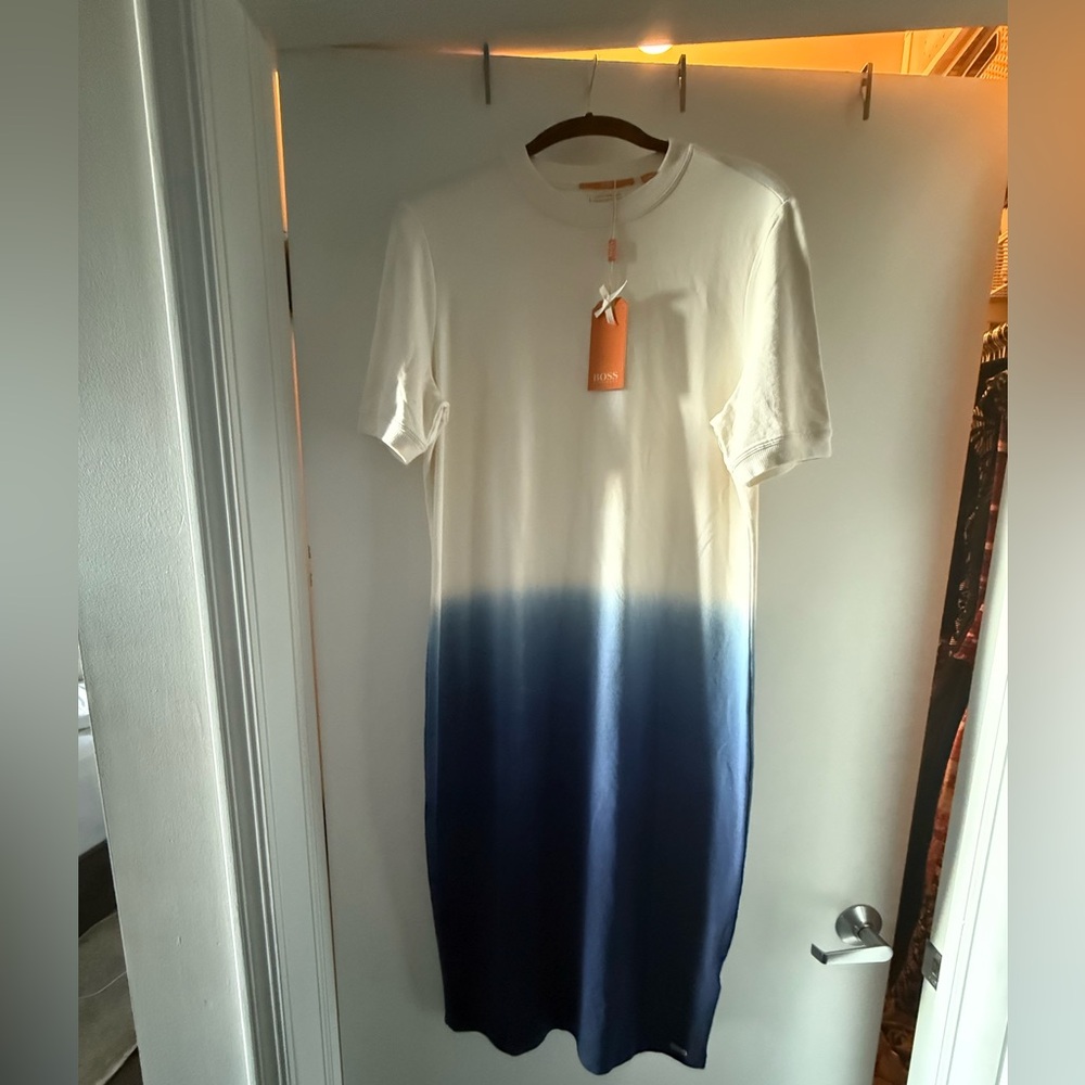Never worn! Boss Orange Bodycon Dress Gradient Blue and White